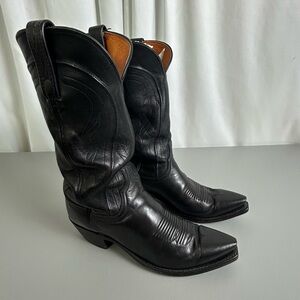 Lucchese 1883 N159754 black snip toe Mens Leather Cowboy Boots size 8.5